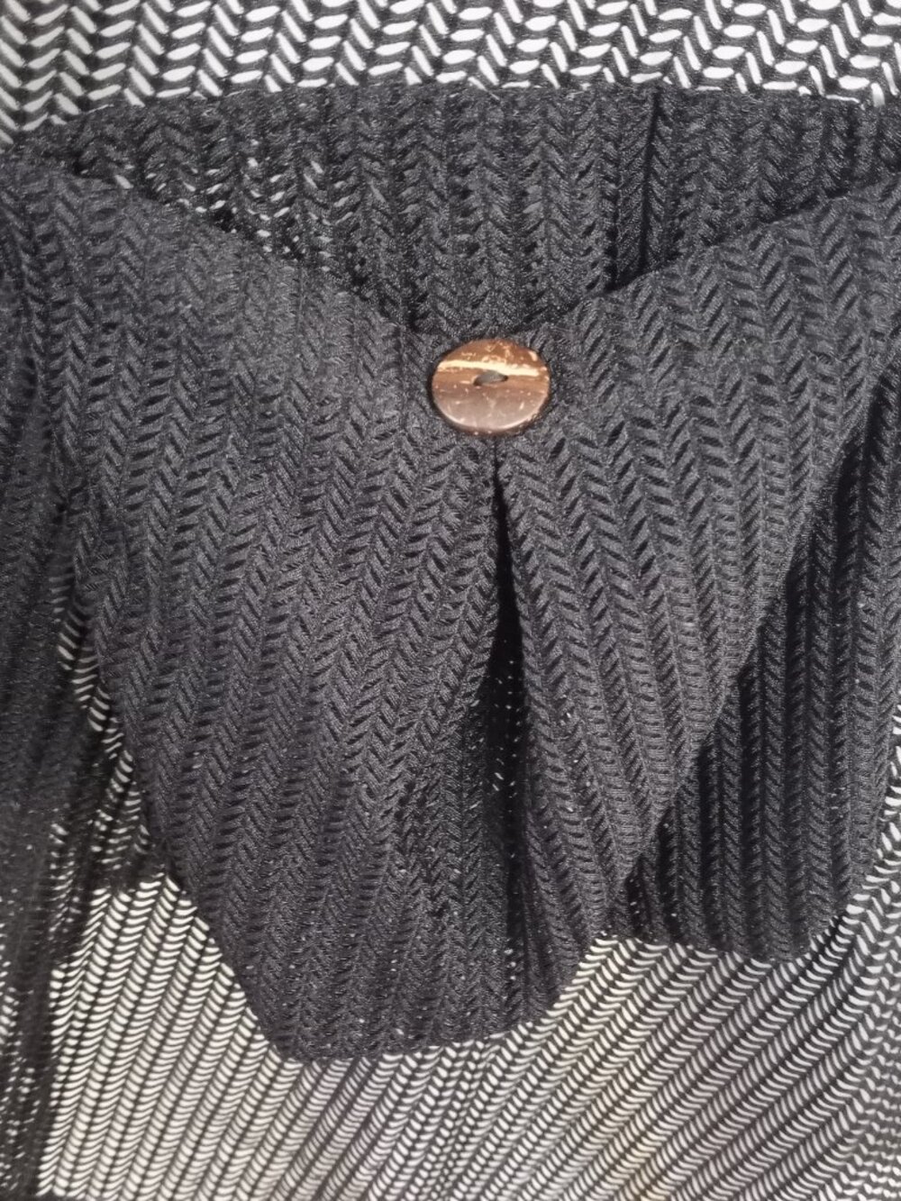 Surf Style Black Lagenlook Swim Coverup Sleeveless Open Weave Pockets - Picture 3 of 8